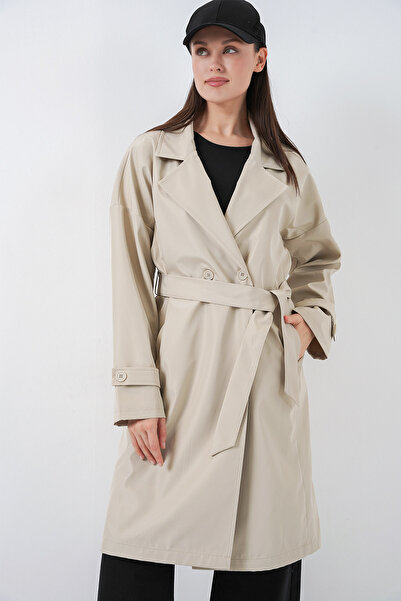 Bigdart Women's Double-Breasted Collar Trench Coat 5987 - Beige