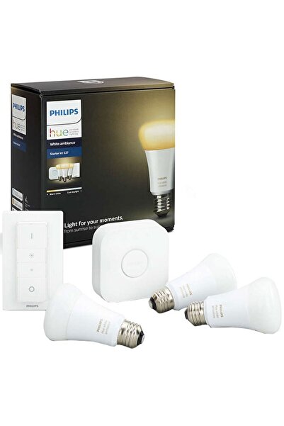 Philips Kit 3 Smart LED Bulbs Hue A60 (60W), E27, 9.5W, 806lm, Wi-Fi, variabl...