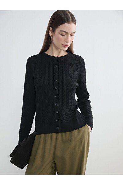 LC Waikiki Γυναικεία πλεκτή ζακέτα Özmarka New Season με λαιμόκοψη και αυτοσχ...