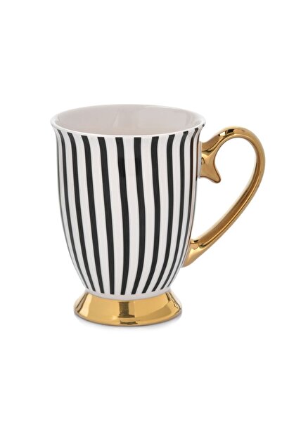 Ambition Diana Gold mug, striped pattern, porcelain, 300 ml, Multicolor