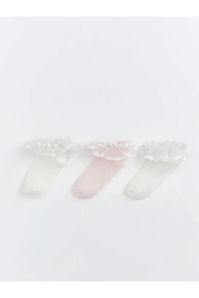 LC Waikiki مجموعة إلسيفا من الجوارب التولية المزينة للفتيات الصغيرات، 3 قطع