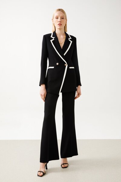 Moda İlgi MODAİLGİ Παντελόνι με φαρδιά μπατζάκια και στριφωμένο στελέχος 04076