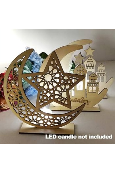 Other 3Psc_Goolsky Wood Islam Eid Mubarak Moon & Star DIY Wood Table Stand
