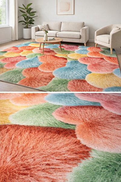 Yağmurser Elite Modern Kalpli Jel Taban Kaymaz Halı