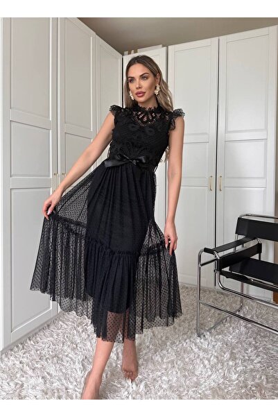 1Moda1Tarz Women's Imported Lace&Tulle Fabric Belt Detailed Lined Special Des...