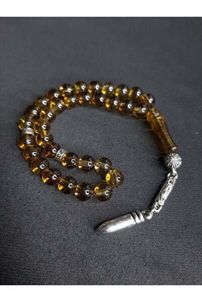 MRYart سبحة معدنية بلون خلية النحل مزينة بتفاصيل معدنية، 33 حبة