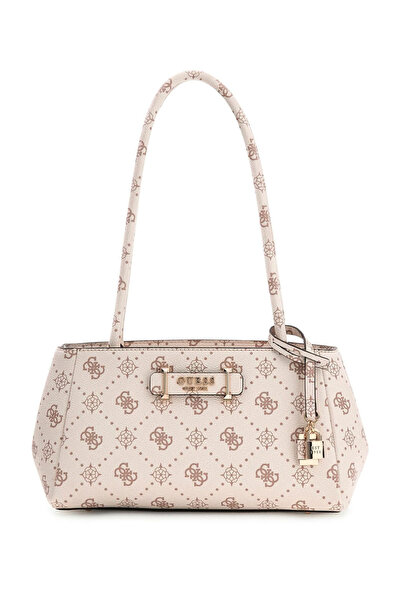 Guess Kadın Carrie Logo Omuz Çantası - Krem