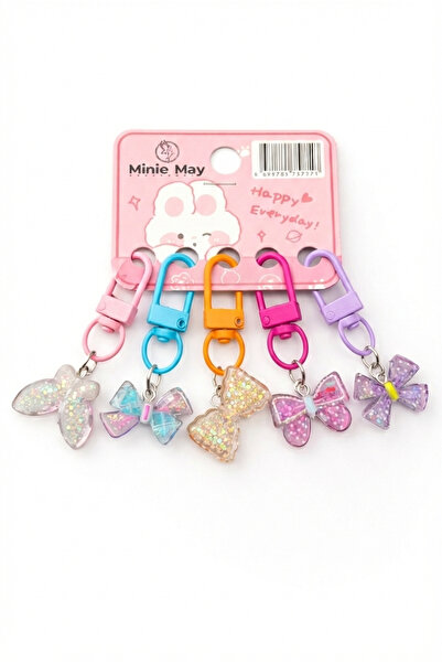 Beksy Accessory Renkli Şeffaf Çanta Süsü Anahtarlık 5’li Set - Kawaii Figürlü...