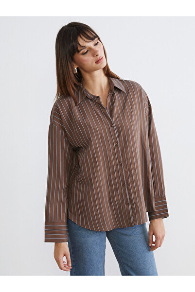 LC Waikiki Nevavm Striped Oversize Women's Shirt with a Difference