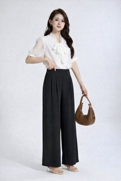 LaFont Women's trousers, soft fabric, wide-legged, elegant and feminine