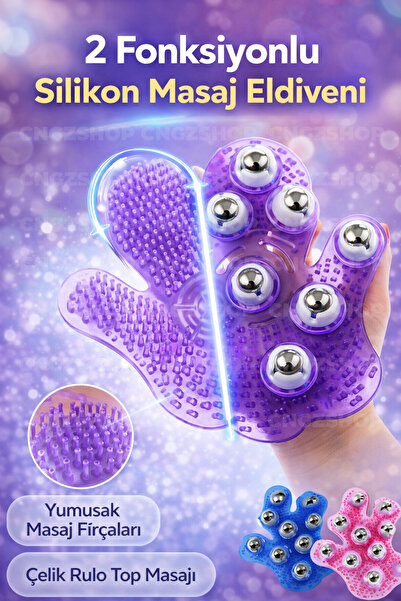CNGZSHOP 9 Bilyeli Vücut Masaj Eldiveni | Boyun Kalça Anti-Selülit Masaj Alet...