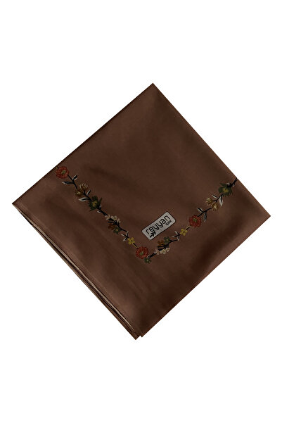 REYYAN İpek Kiremit Kenar Çiçekli Fondoten Yazma 100 cm