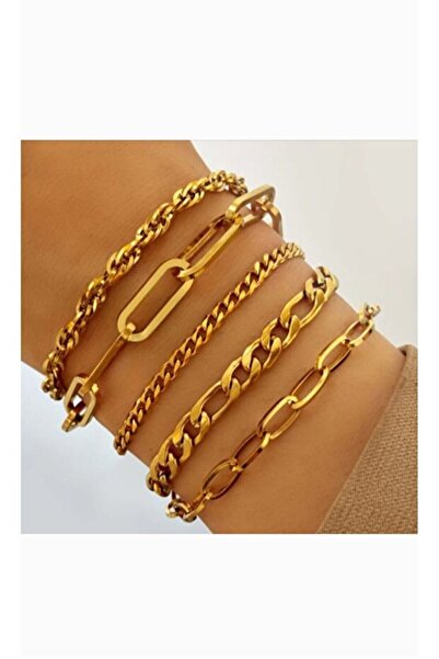 Girift Vintage Ycle 5-Piece Gold Bracelet Set
