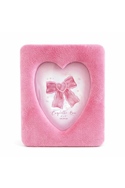 ela777 Pembe Peluş Kalpli Resim Çerçevesi 13cm X 18cm