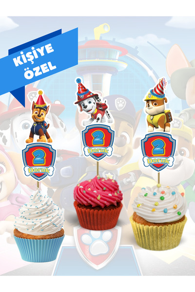 north&peak Paw Patrol Temalı Kişiye Özel İsimli Cupcake Süsleri - Doğum Günü ...