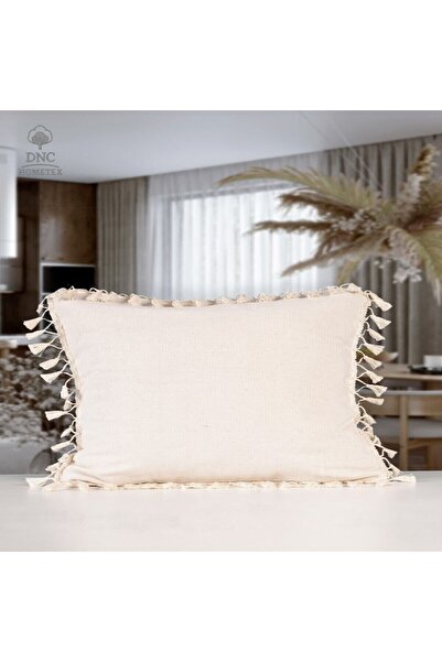 DNC home tekstil Калъфка за декоративна възглавница от суров лен с помпони (4...