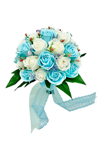 Eventissimi Buchet mare cu trandafiri plante decorative si hortensii alb bleu