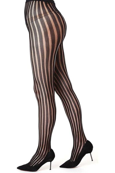 Pinky Black Tights for Women with Jaquard Fishnet Pattern, Ultra Soft & Durab...