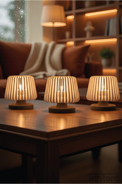 TrintoraLab Mini Abajur Tealight Seti – Dekoratif Işık | 3’lü Set