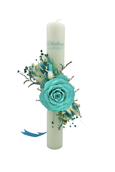 Eventissimi Lumanare cununie nunta sau botez cu trandafir criogenat mare si p...