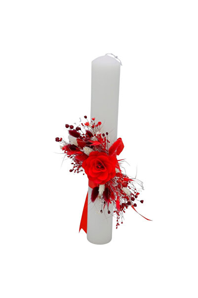 Eventissimi Wedding/christening candle – 40 cm, natural wax, decoration: drie...