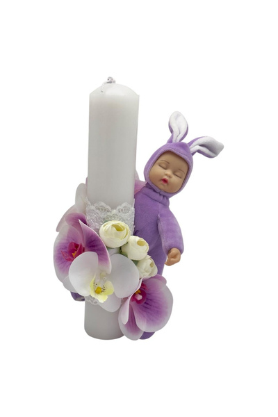 Eventissimi Lumânare cununie/botez – 30 cm, ceară naturală, violet