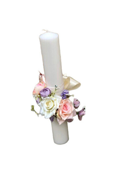 Eventissimi Lumanare Nunta/Botez - Trandafiri si Bujori, 40 cm, Multicolor