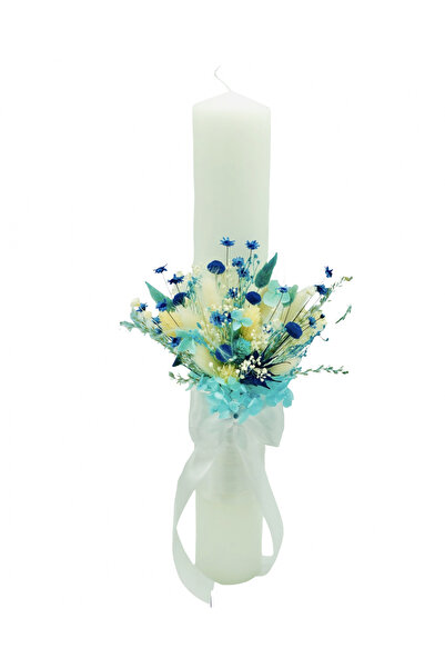 Eventissimi Λαμπάδα γάμου/βάπτισης – 30 cm, φυσικό κερί, διακόσμηση: αποξηραμ...