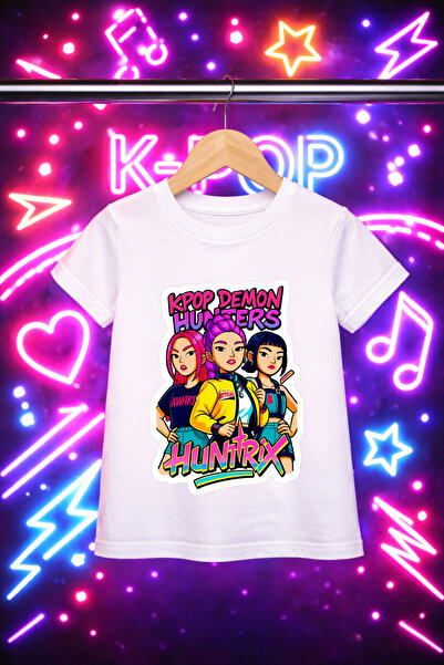 MECH BUTİK Tricou unisex Demon Hunter Huntrix cu imprimeu, alb-negru