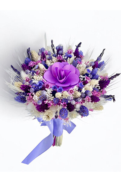 Eventissimi Buchet mic personalizabil cu plante uscate Alb / Mov