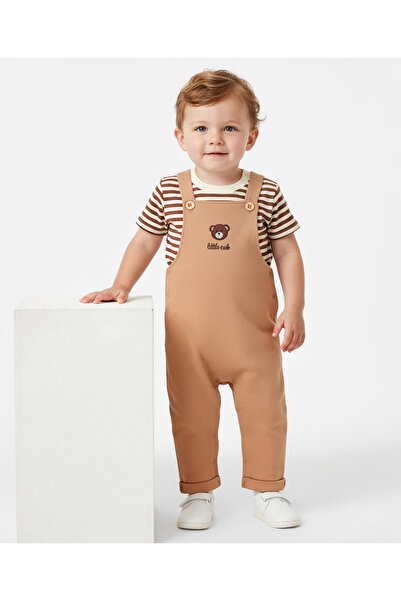 Bonfino 100% Cotton Half-Sleeves All-Over Stripes T-Shirt and Printed Dungare...