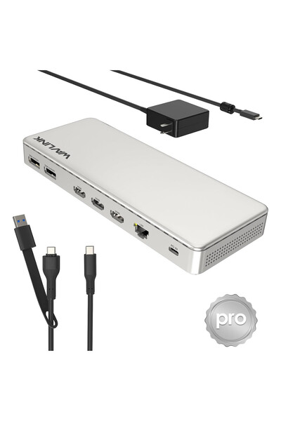 wavlink SM770 3-Monitor Docking Station, Triple HDMI + Dual DisplayPort