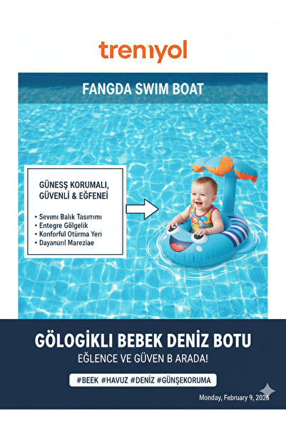 VARDEM OYUNCAK Güneş Korumalı Bebek Yüzme Botu - Gölgelikli Deniz ve Havuz Si...