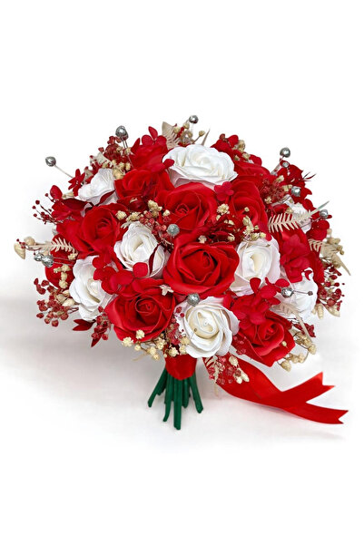 Eventissimi Large red bouquet for godmother / bride with roses and plants