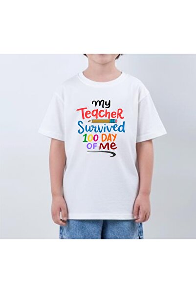 venüsdijital Tricou pentru copii cu imprimeu TEACHER, 100 de zile de școală