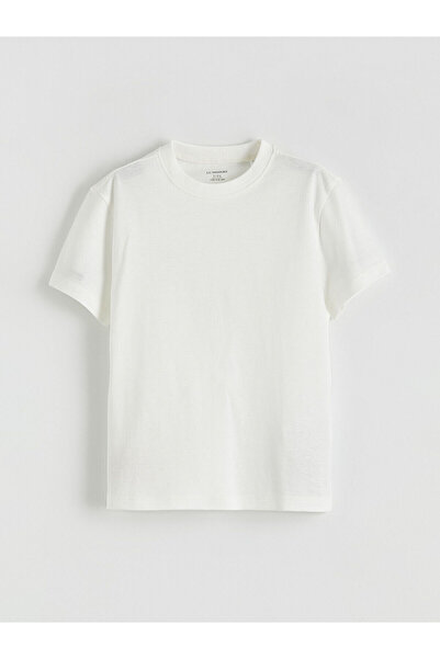 LC Waikiki تي شيرت أبيض أساسي للأولاد من مجموعة إلسيفا