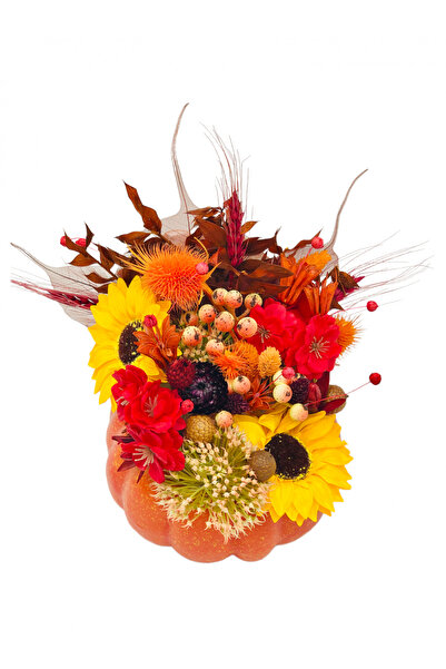 Eventissimi Aranjament floral mediu de toamna sau Halloween cu flori uscate s...