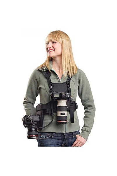 NICAMA Carrying strap with double support for DSLR cameras, side holster and ...