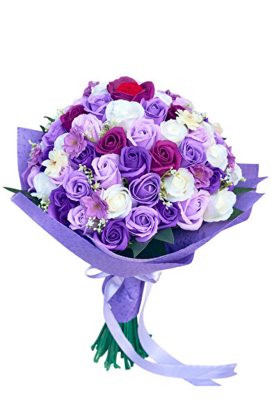 Eventissimi Buchet mare personalizabil trandafiri cerere căsătorie alb-mov