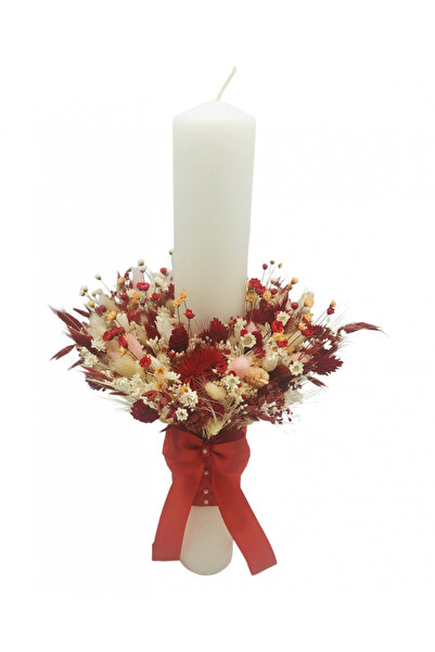 Eventissimi Wedding/christening candle – 40 cm, natural wax, decoration: drie...