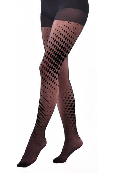 Pinky Black Tights for Women with Circle Party Design, Ultra Soft & Durable B...