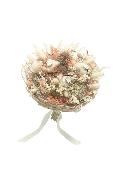 Eventissimi Flower Bouquet - Dried Plants, White / Salmon