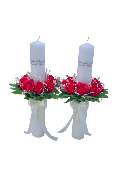 Eventissimi Λαμπάδα γάμου/βάπτισης – 40 cm, φυσικό κερί, διακόσμηση: λουλούδι...