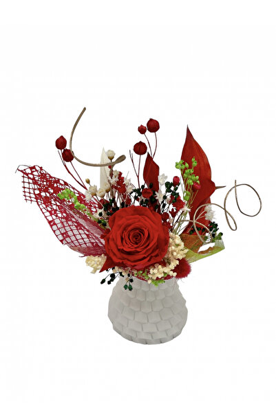 Eventissimi Aranjament floral, 15 cm, plante criogenate & uscate, vas ceramic...