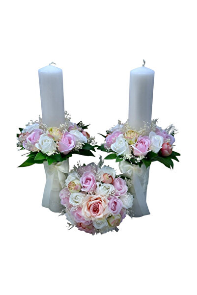 Eventissimi Wedding/christening candle – 20 cm, natural wax, decoration: deco...