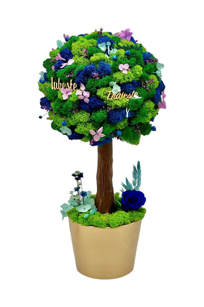 Eventissimi Copacel decorativ licheni și flori criogenate, mesaj motivațional...