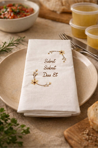 AYGÖREN HOME 30'lu Sabret Şükret Dua Et Konuşan Sunumluk Dekor Motto Peçete D...