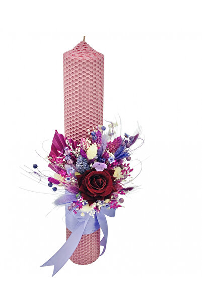 Eventissimi Lumânare cununie/botez – 35 cm, ceară naturală tip fagure, decor:...