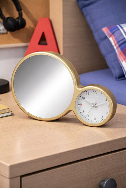 Angelphoto Gold Yellow Clock Led Lighted Mirror Frame 047