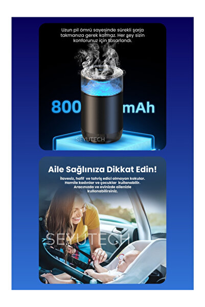 Genel Markalar Harvox Rgb Renkli Araç Kokusu Şarjlı 4 Farklı Mod 800MAH Batarya Ortam ve Oda Hava Nemlendirici Aro